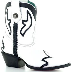 Corral Z0142 Braided White Black Leather Western Booties Boots